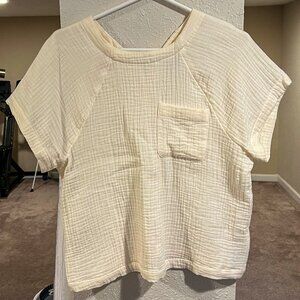 Madewell Cream Textured Blouse